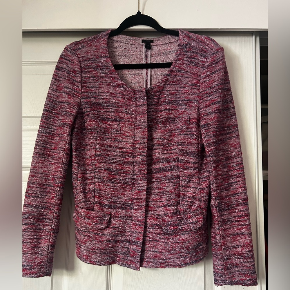 Vintage J Crew Micro Tweed Jacket in Poppy Pink medium